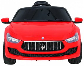 Detské auto Maserati Ghibli na batérie, červené + diaľkové ovládanie + pomalý štart + EVA + MP3, USB + LED