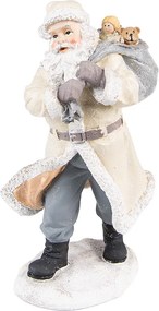 Béžová dekorácia Santa s vrecom hračiek - 11*9*21 cm