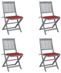 Skladacie vonkajšie stoličky s podložkami 4 ks akáciový masív 3064569