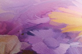 Obraz olejomaľba pestrofarebných kvetov - 150x50