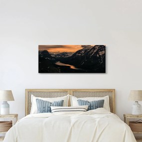 Obraz jazera medzi horami (120x50 cm)