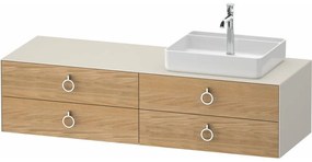 DURAVIT White Tulip závesná skrinka pod umývadlo na dosku (umývadlo vpravo), 4 zásuvky, 1600 x 550 x 408 mm, dub prírodný masív/nordická biela matná, WT4995RH5390000