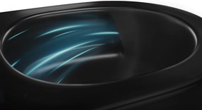 Rea Carlo Mini Tornado NF, závesná WC misa 490x365x350mm + toaletné sedadlo, čierna matná, REA-C3000