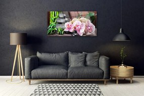 Skleneny obraz Bambus kamene zen kvety 125x50 cm