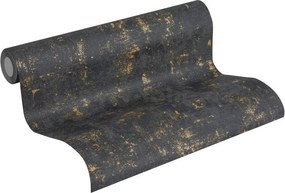 Vliesové tapety na stenu Trendwall 2307-82, rozmer 10,05 m x 0,53 m, omietkovina zlato-čierna, A.S. CRÉATION