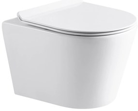 Cerano Norbi, závesná WC misa Rimless 485x365x360 mm + UF toaletné sedátko, biela lesklá, CER-CER-417380