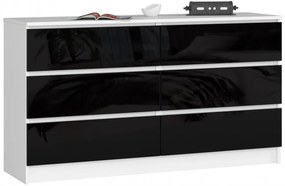 Komoda K140 6SZ CLP čierna, lesk