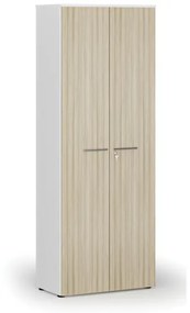 Kancelárska skriňa s dverami PRIMO WHITE, 2128 x 800 x 420 mm, biela/dub prírodná