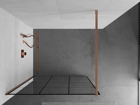 Mexen Kioto, sprchová zástena Walk-In 120 x 200 cm, 8mm číre sklo čierny vzor, medený matný profil, 800-120-101-65-77