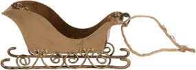 Zlatá antik vianočná ozdoba retro kovové sanel - 19*4*5 cm