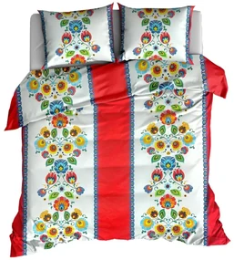Bavlnené obliečky FOLK červené hotelové vrecko Rozmer obliečky: 70 x 90 cm | 140 x 200 cm
