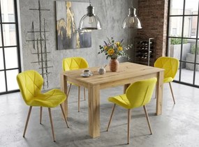 Jedálenská stolička MANGO zamatová žltá / hnedé nohy