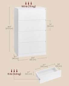 Komoda Vasagle Kailyn 60 cm bílá III