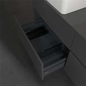 VILLEROY &amp; BOCH Collaro závesná skrinka pod dve umývadlá na dosku, 4 zásuvky, 1400 x 500 x 548 mm, Glossy Grey, C04800FP