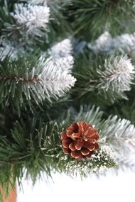 Luxusná jemne zasnežená umelá vianočná borovica so šiškami na pni 190 cm