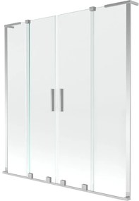 Mexen Velar L Duo, 2-krídlová posuvná vaňová zástena 160 x 150 cm, 8mm číre sklo, chrómová, 896-160-003-02-01