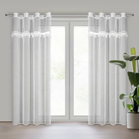 ZÁCLONA NA KRÚŽKOCH KIARA 140X250 CM BIELA