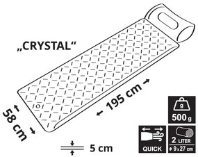 Cattara Nafukovacia karimatka CRYSTAL, sivá