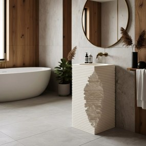 Rea Travena Square, voľne stojace umývadlo 400×400×840 mm, béžová-ecru, REA-U3534