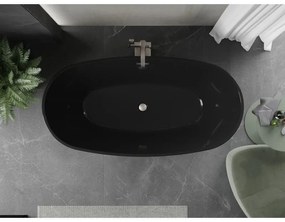 Mexen Eris, voľne stojaca vaňa 170 x 80 cm, čierna,  brúsená oceľ prepad, 53441708070-97