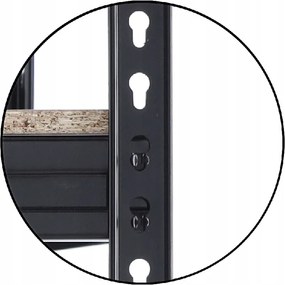 CH 4- policový kovový úložný regál Tosca III. PRO 180 x 120 x 60 cm - čierna