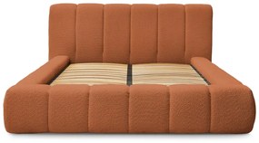 Oranžová čalúnená dvojlôžková posteľ s úložným priestorom s roštom 140x190 cm Denali – Bobochic Paris