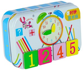 KIK Vzdelávacia magnetická sada na učenie hodín a matematiky pre deti – 50 dielov v plechovke