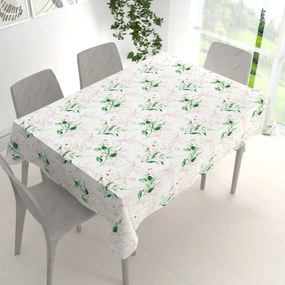 Biante Bavlnený obdĺžnikový obrus Sandra SA-706 Zeleno-hnedé vetvičky s lístkami na bielom 50x100 cm