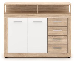 Komoda Luna 119 cm dub sonoma/bílá