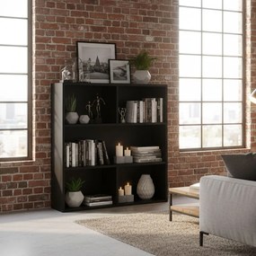 ModernHome Moderná knižnica - 3 police, čierna ModernHome