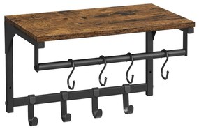 Nástenný vešiak s poličkou NATE hnedá/čierna