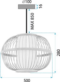 Toolight Natural, závesné stropné svietidlo 50cm 1xE27 APP1632-1CP, prírodná hnedá-biela, OSW-05144
