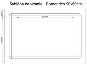 LED zrkadlo Romantico 90x60cm teplá biela - wifi aplikácia