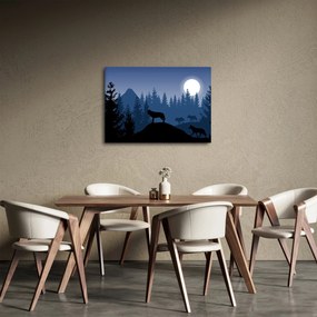 Obraz - Svorka vlkov za splnu (70x50 cm)