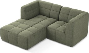 Zelená rohová pohovka z textílie buklé (ľavý roh/s leňoškou) Aloha – Makamii