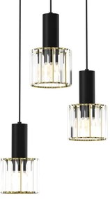 Luster na lanku CRISTAL 3xE27/60W/230V čierna