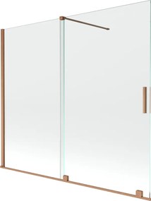 Mexen Velar, 2-krídlová posuvná vaňová zástena 180 x 150 cm, 8mm číre sklo, medená matná, 896-180-000-01-65
