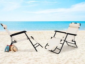 Ležadlo s opierkou hlavy, skladacia konštrukcia, béžové