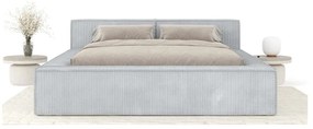 Svetlosivá čalúnená dvojlôžková posteľ s úložným priestorom s roštom 200x200 cm Voliera – Maison de Rêve