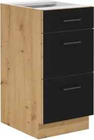 Dolná zásuvková kuchynská skrinka Modena, 40 cm, dub artisan/čierna%