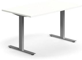 Kancelársky stôl QBUS, rovný, 1400x800 mm, T-rám, strieborný rám, biela