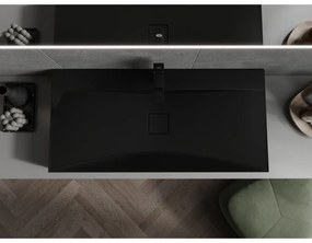 Mexen Poli, umývadlo na dosku z konglomerátu 1/O 100 x 48 cm, čierna matná, 23021071