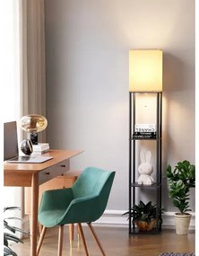 Stojacia lampa s policami 1xE27/40W/230V čierna/biela