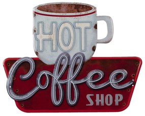 Kovová cedule Hot Coffee shop - 38*48 cm