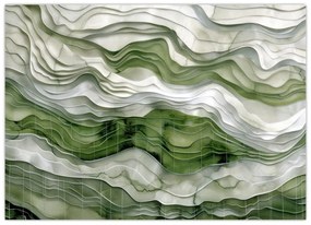 Sklenený obraz - Zelenobiele vlnky (70x50 cm)