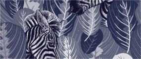 Obraz - Modré zebry (120x50 cm)