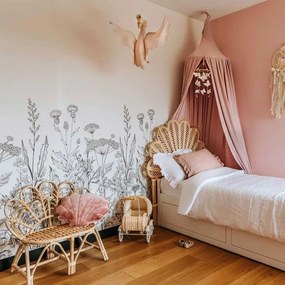 Tapeta kúzelná lúka čiernobiela 280x100 cm