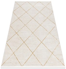 Koberec DUKE 51245 krémový / zlatý, károvaný / strapce