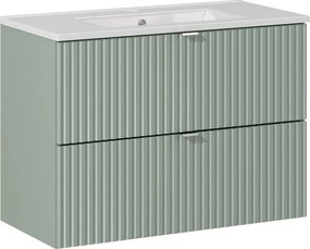 Comad Kúpeľňová skrinka s keramickým umývadlom Line Reed Green 80 cm - zelená