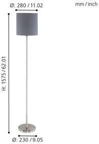 Eglo 95166 - Stojacia lampa PASTERI 1xE27/60W/230V